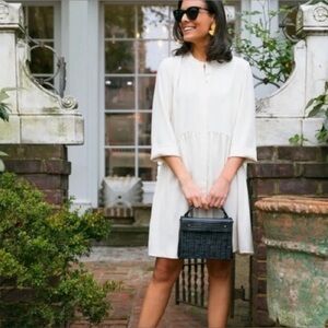 NWT Tuckernuck Ivory Royal Shirt Dress Mini Length Half Sleeve size Small